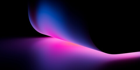 Abstract neon background with pink and blue gradient on black, glowing futuristic wallpaper. Minimalist 3d illustration