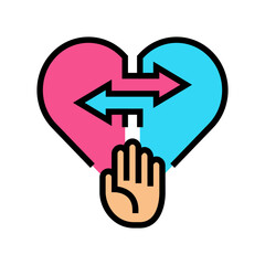 emotional distance couple color icon vector illustration