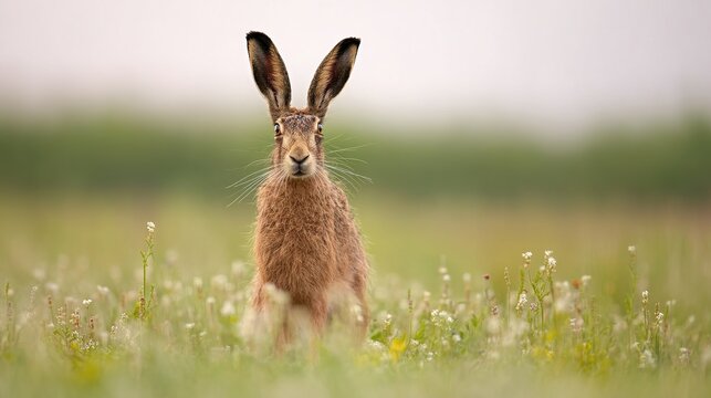 Spring Hare at Eye Level in Earth Tones for wildlife projects