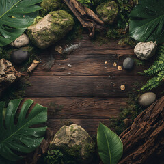 Potted Plants on Rustic Wood Background