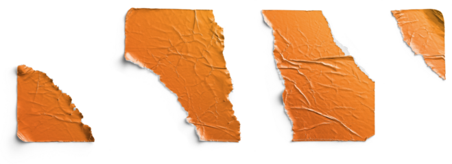 Torn Orange Metallic Stickers Set of Four Pieces
