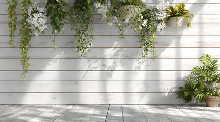 Potted Plants on Rustic Wood Background