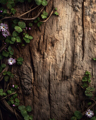 Potted Plants on Rustic Wood Background