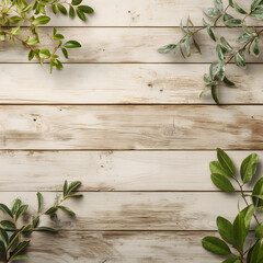 Potted Plants on Rustic Wood Background