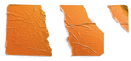 Torn and Folded Orange Metallic Sticker Pieces
