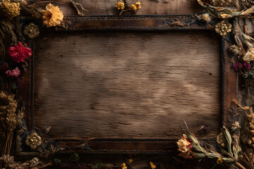 Potted Plants on Rustic Wood Background
