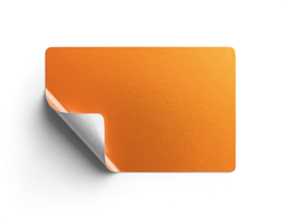 Orange Metallic Sticker With Peeling Bottom Corner