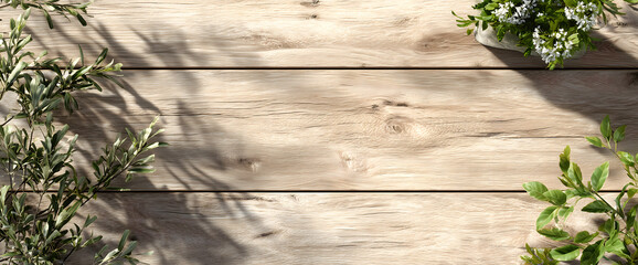 Potted Plants on Rustic Wood Background