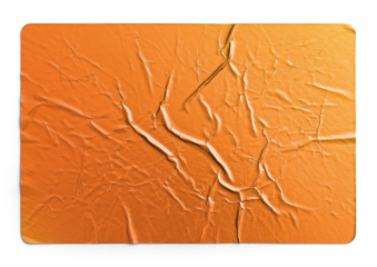 Orange Metallic Crumpled Sticker With Folded Creases
