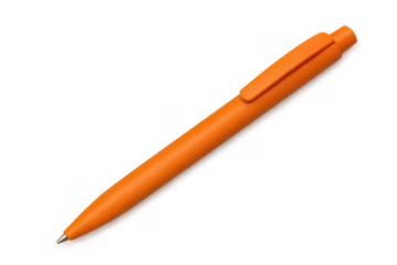 Orange plastic ballpoint pen for writing and office