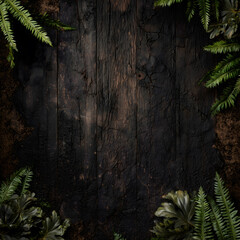 Potted Plants on Rustic Wood Background