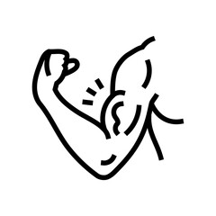 strained bicep pain lines line icon vector illustration