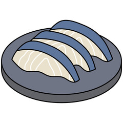 Saba Sushi Illustration on Plate