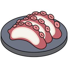 Illustration of Octopus on a Plate