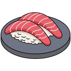 Illustration of Two Tuna Nigiri Sushi Pieces