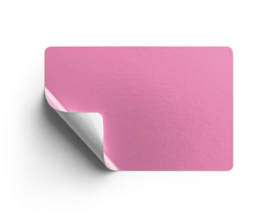 Pink Metallic Sticker With Peeling Bottom Corner