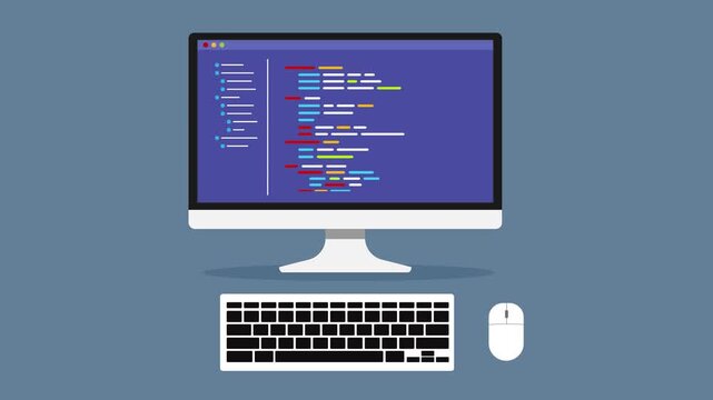 Program code in IDE - flat design style