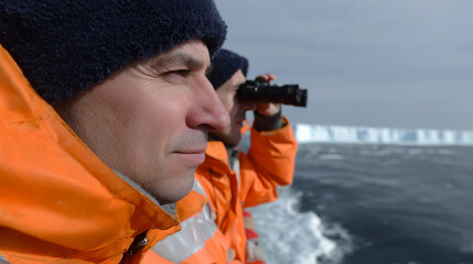 Obraz premium A group of researchers at the North Pole.
