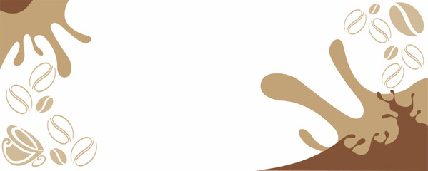Coffee Splash Background with Coffee Beans &ndash; Minimalist Brown Abstract Design.