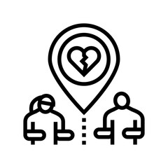 long distance relationship couple line icon vector illustration