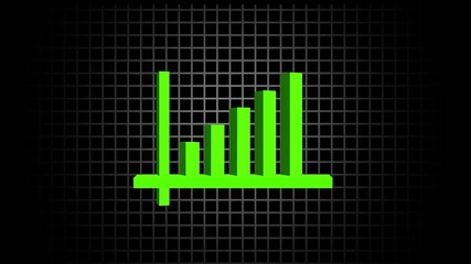 Vibrant green 3d bar graph on a futuristic grid background illustrating statistical data, business growth, and analysis visualization. - Powered by Adobe