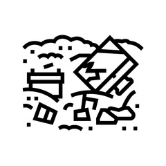 landfill electronic e waste pollution line icon vector illustration