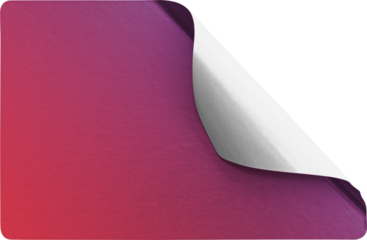 Diagonal Corner Peel Red Purple Metallic Sticker Mockup isolated on transparent background