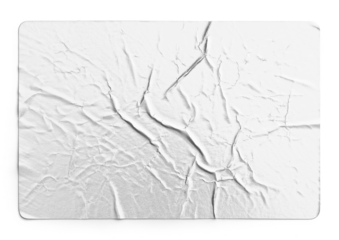 White Metallic Crumpled Sticker With Folded Creases