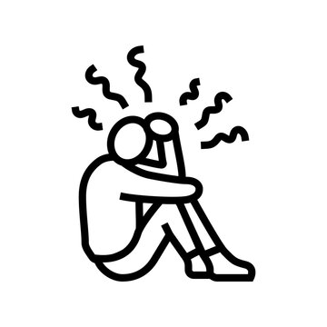 loneliness autophobia fear line icon vector illustration