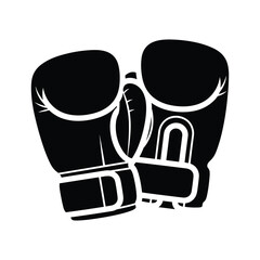 Black boxing gloves icon on white background 