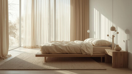 Luxury modern living room interior design with comfortable sofa, window light, and contemporary home decor