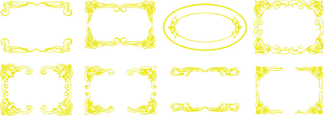 Golden Vintage Ornamental Frames for Elegant Decorative Design Projects