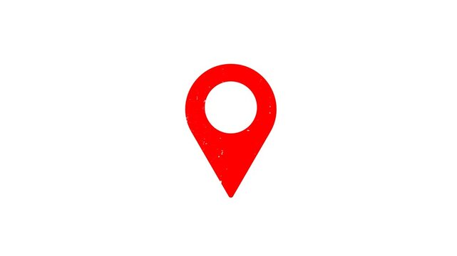 Professional spinning location marker icon in a continuous loop for travel agency websites route planning software and interactive geographical map point visualization graphics.
