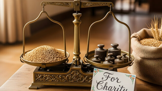 Antique scales balancing gold coins and small wooden figures - Powered by Adobe