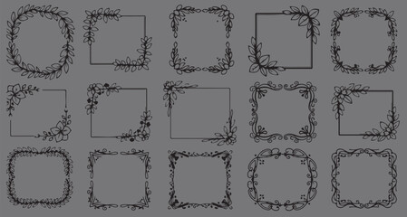 Elegant Hand-Drawn Floral Frame Collection for Design, Invitations, Branding & Decorative Art