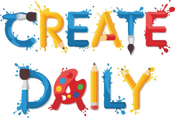 Vibrant Create Daily Colorful Vector Typography With Paint Drips