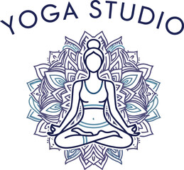 Zen Yoga Studio Vector Mandala With Lotus And Meditation Text