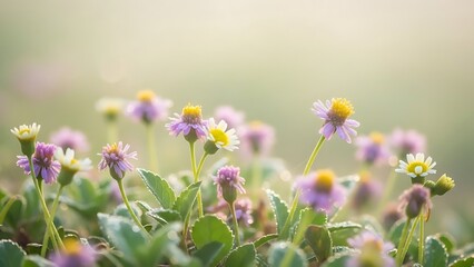 Fototapeta premium 🌸 Delicate Wildflowers in Soft Morning Light