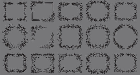 Vintage Floral Ornamental Frame Collection &ndash; Intricate Decorative Borders and Elegant Wreath Designs for Classic Illustration and Graphic Art