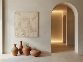 Empty room with a window and a wooden floor, brown wall, door, and an interior design vector