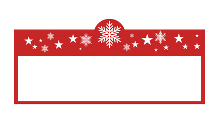 Festive red christmas name tag with snowflakes and stars vector illustration