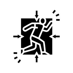 small spaces claustrophobia fear glyph icon vector illustration