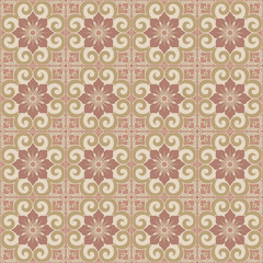 Floral Damask Pattern seamless geometric tile design, elegant decorative Floral Damask Pattern for wallpaper and textile, vintage Asian style Floral Damask Pattern background