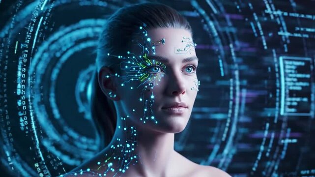 Technological Utopia with a businessman in a suit effect technology innovation style featuring artificial intelligence, innovation,