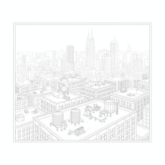 Obraz premium Detailed Cityscape Vector with Skyscrapers and Landmarks