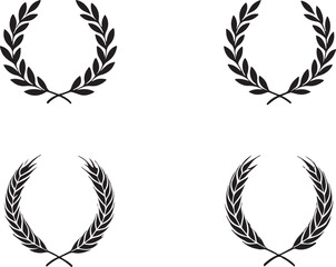 Elegant laurel wreath and wheat wreath vector illustration set