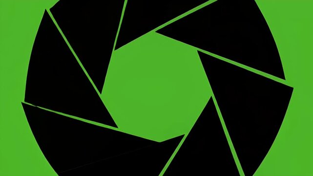 Green Background Abstract Camera Aperture Logo Motion.