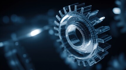 Transparent gear illustration on black