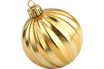 Elegant Matte Gold Christmas Bauble with Glitter Filigree Design isolated on white background.   Gold Bauble illustration on white 