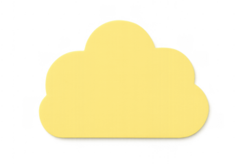 Yellow cloud shape sticky note on transparent background